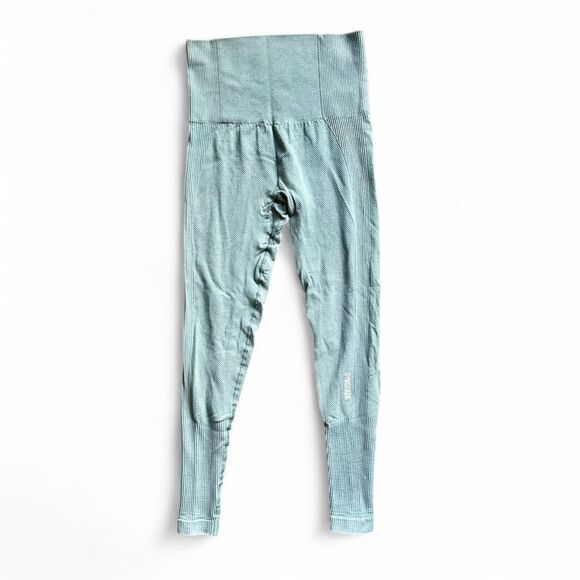 Gymshark Power Down Ribbed Light Green Leggings XS - Picture 1 of 3